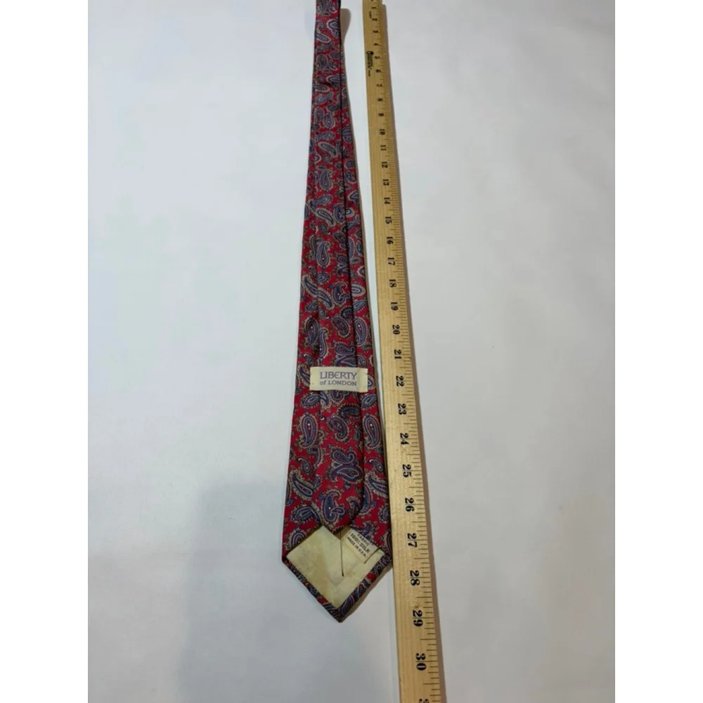 Liberty of London Paisley Silk Tie Red Blue Floral Classic USA Vintage